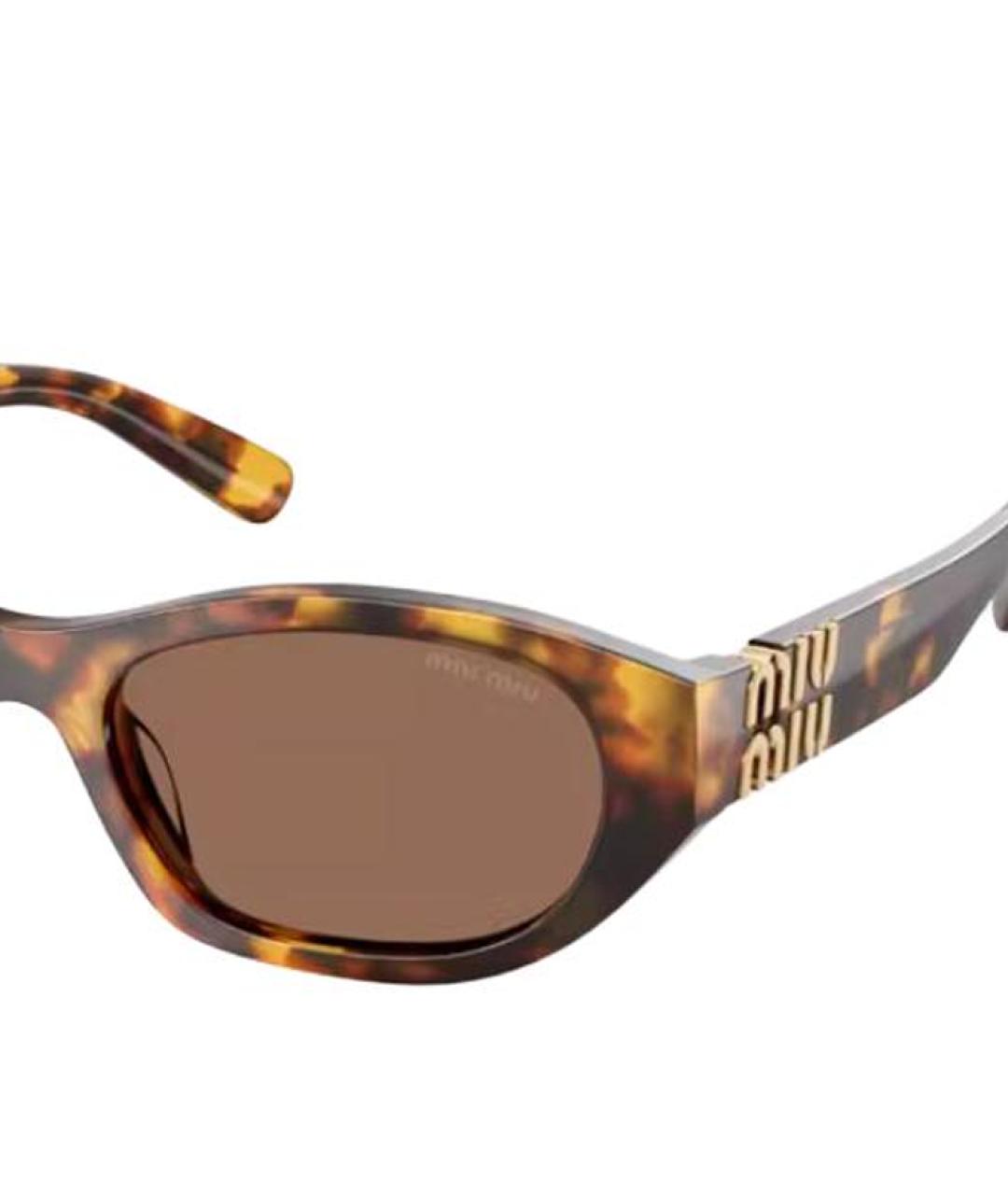 MIU MIU Коричневые пластиковые солнцезащитные очки, фото 2