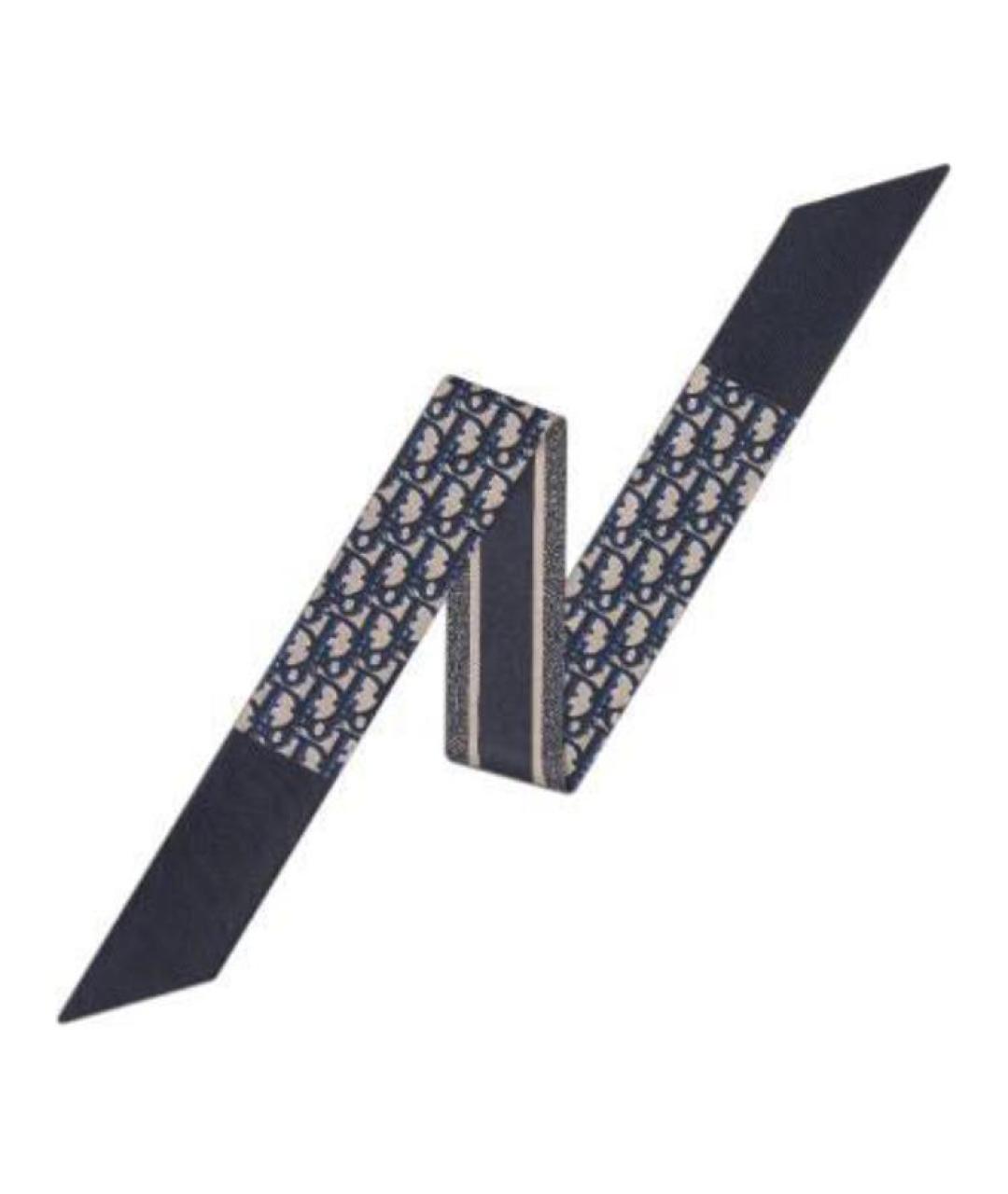 CHRISTIAN DIOR Темно-синий шелковый шарф, фото 1