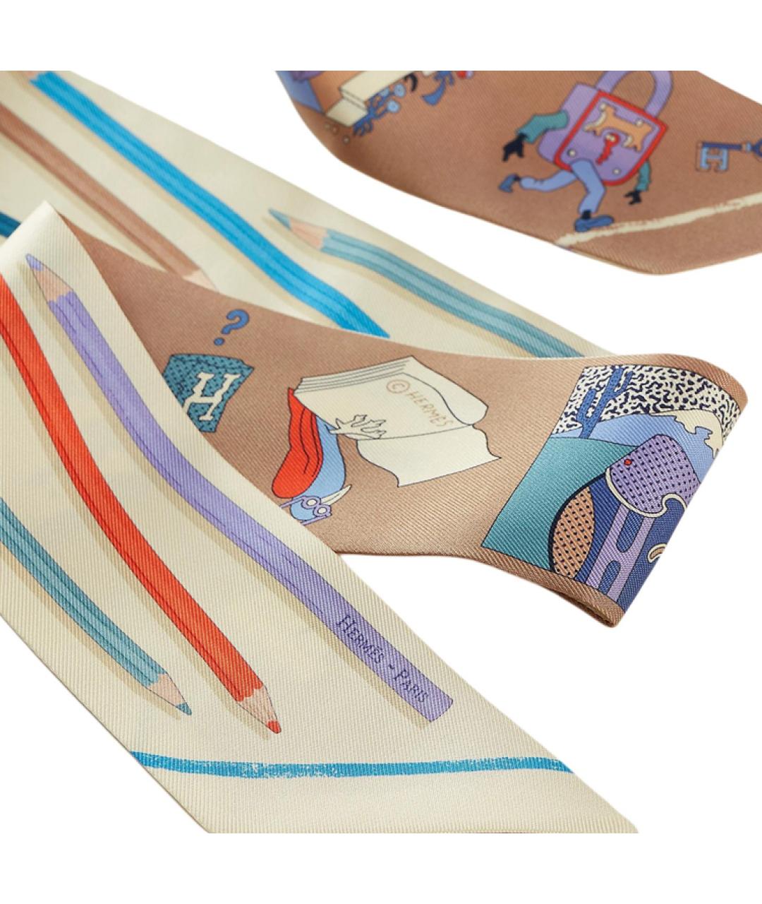 HERMES Мульти шелковый шарф, фото 2