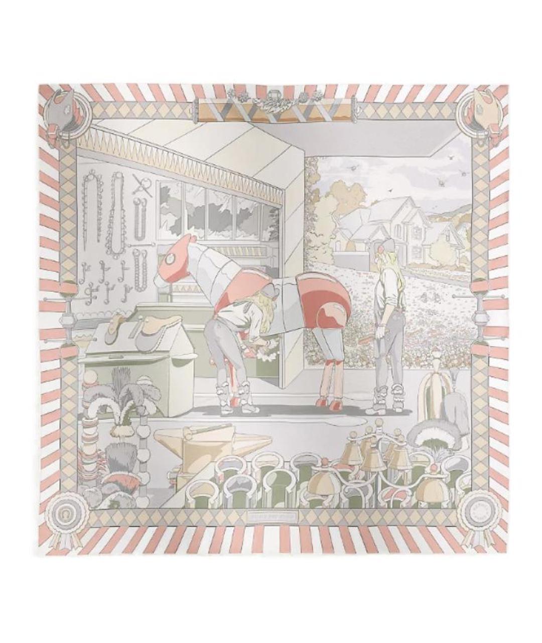 HERMES Мульти шелковый шарф, фото 1