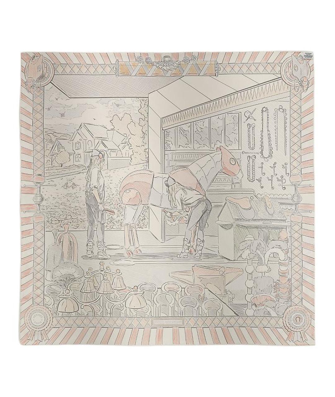 HERMES Мульти шелковый шарф, фото 2