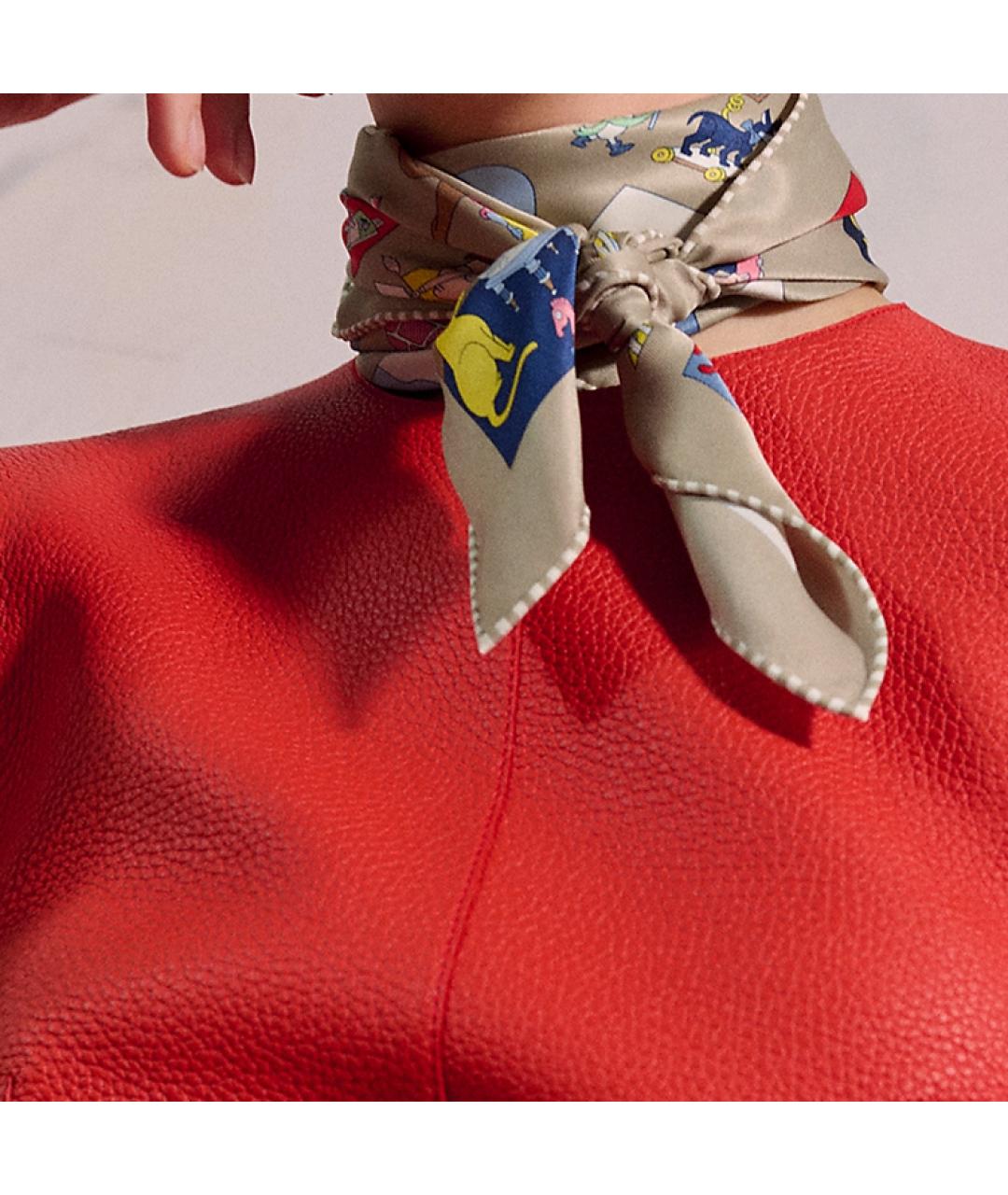 HERMES Серый шелковый шарф, фото 3