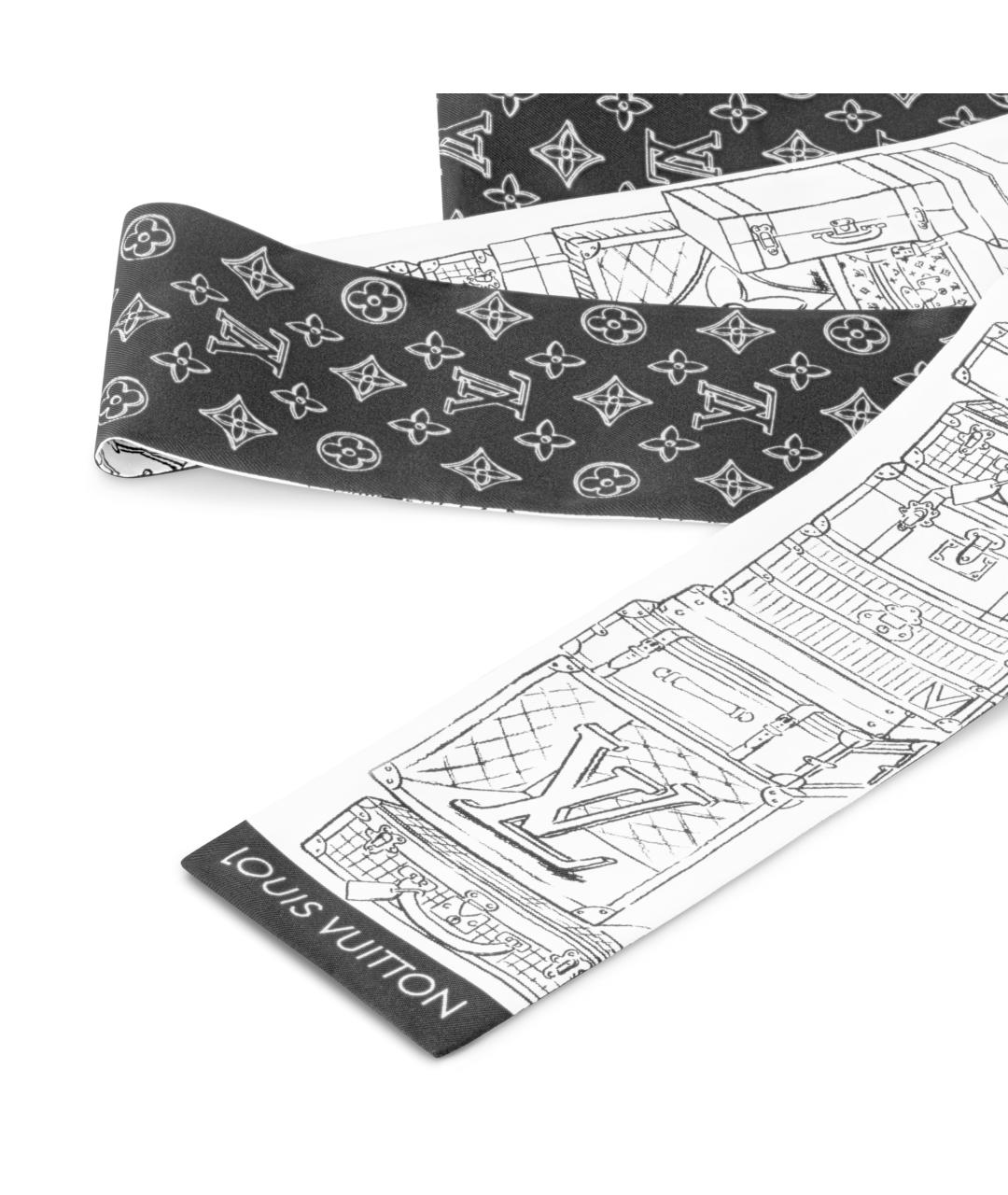 LOUIS VUITTON Черный шелковый шарф, фото 3