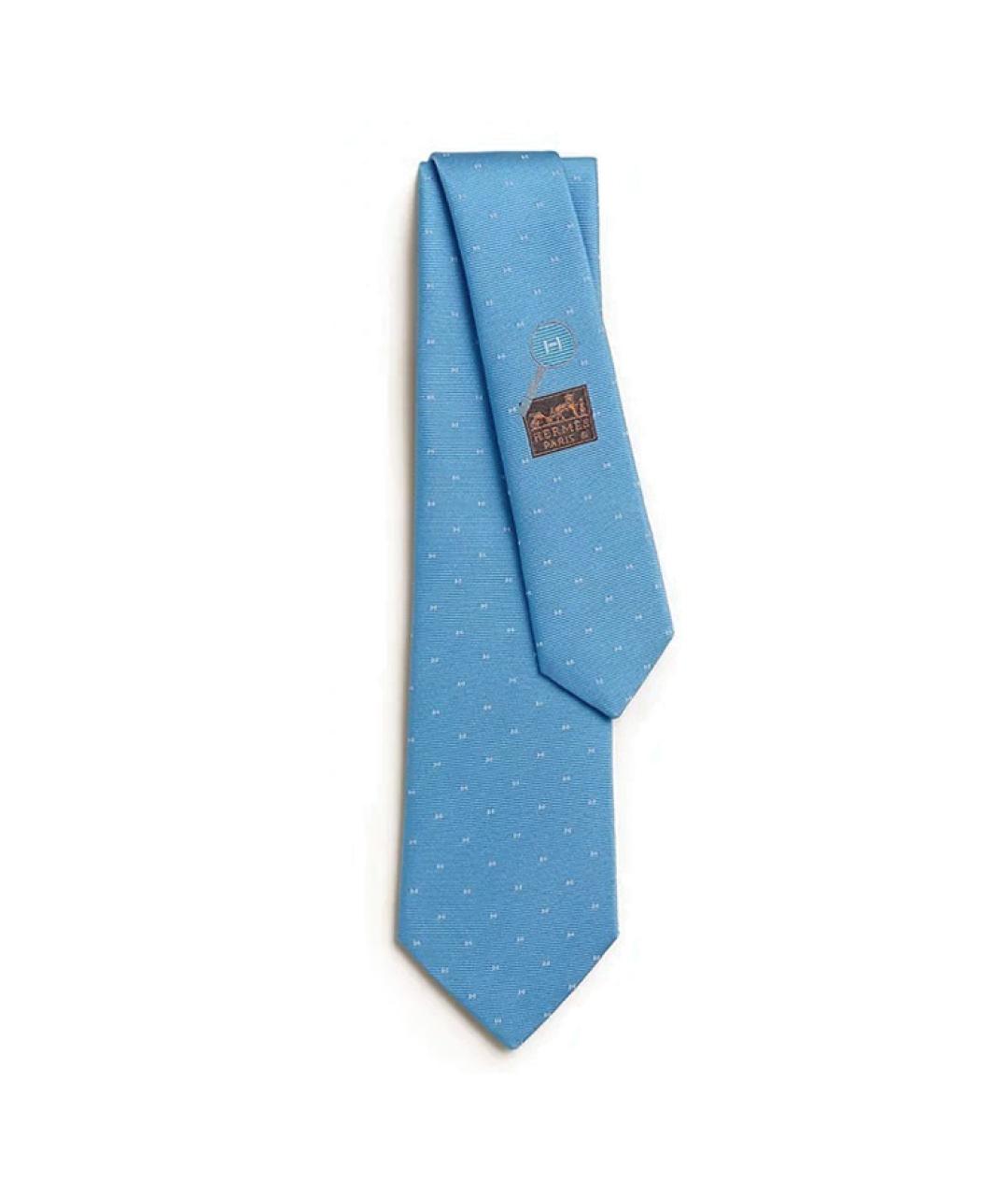 HERMES Голубой шелковый галстук, фото 1