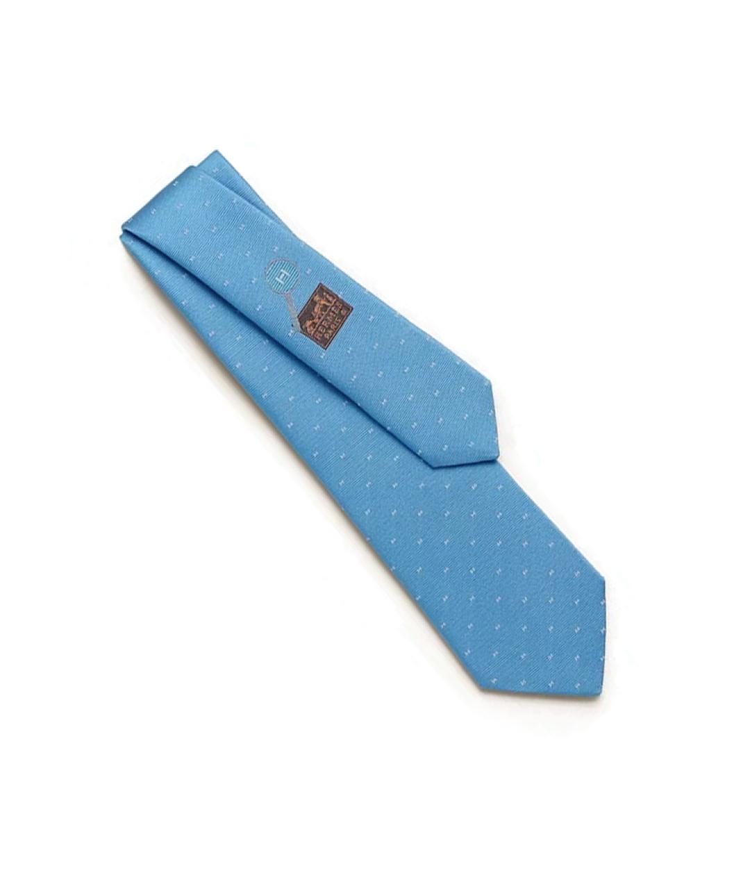HERMES Голубой шелковый галстук, фото 3