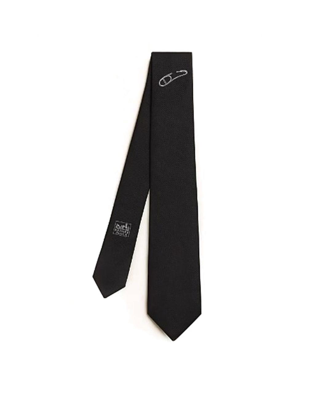 HERMES Черный галстук, фото 4