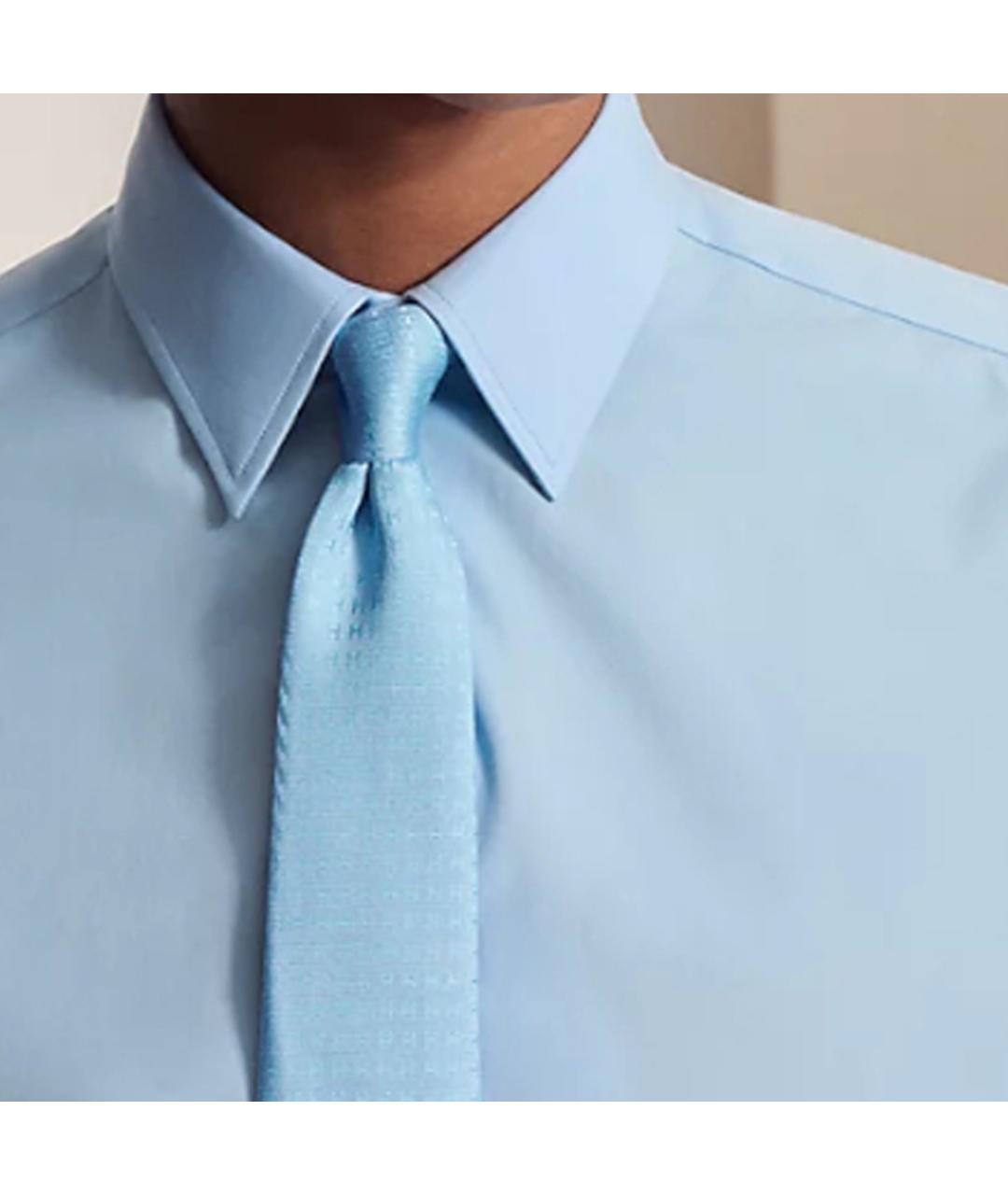 HERMES Голубой шелковый галстук, фото 2