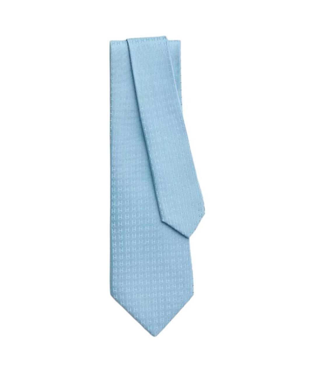 HERMES Голубой шелковый галстук, фото 1