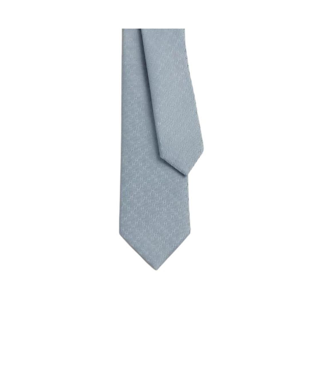 HERMES Голубой шелковый галстук, фото 2