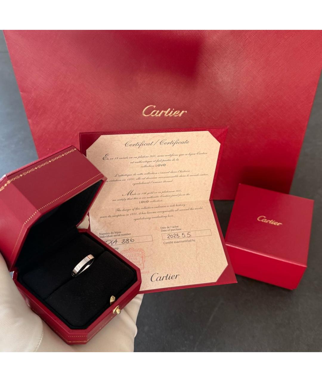 CARTIER Антрацитовое кольцо из белого золота, фото 4