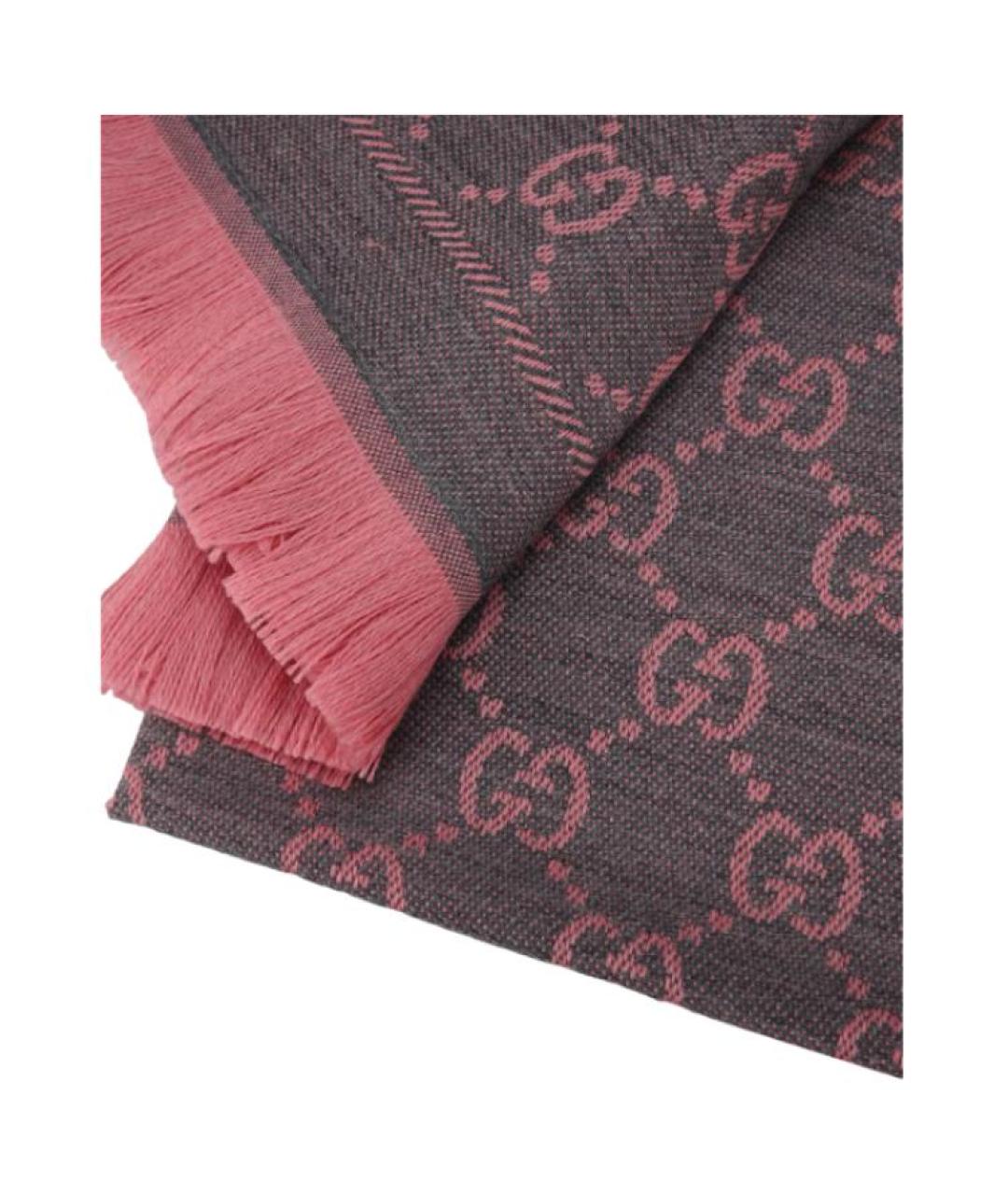 GUCCI Розовый шерстяной шарф, фото 3