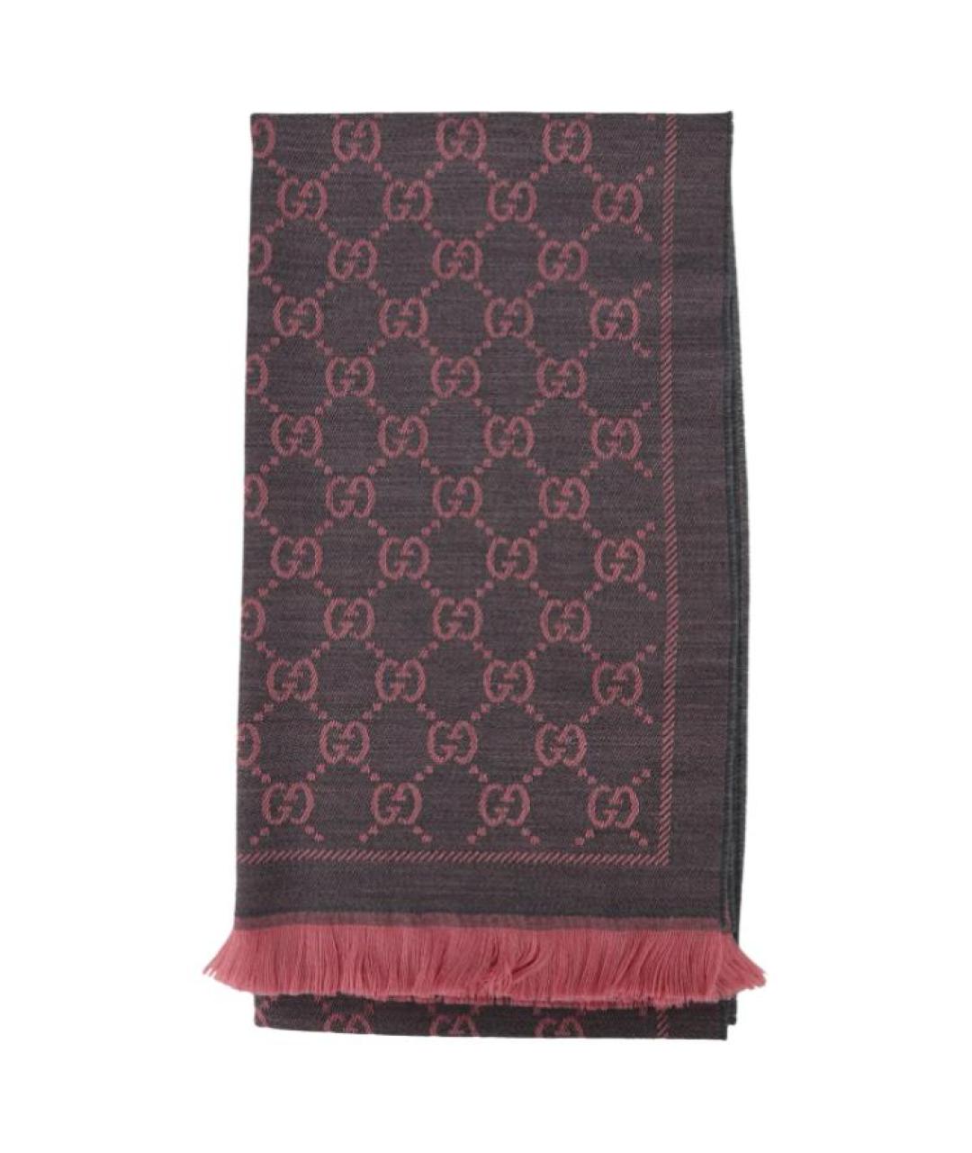 GUCCI Розовый шерстяной шарф, фото 2