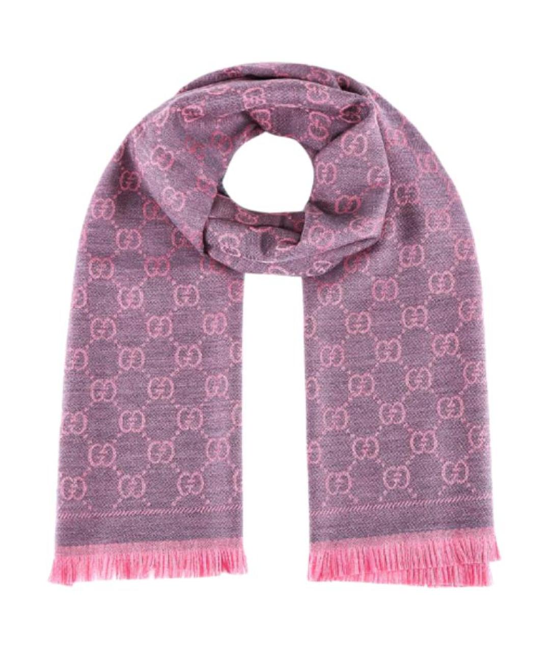 GUCCI Розовый шерстяной шарф, фото 1