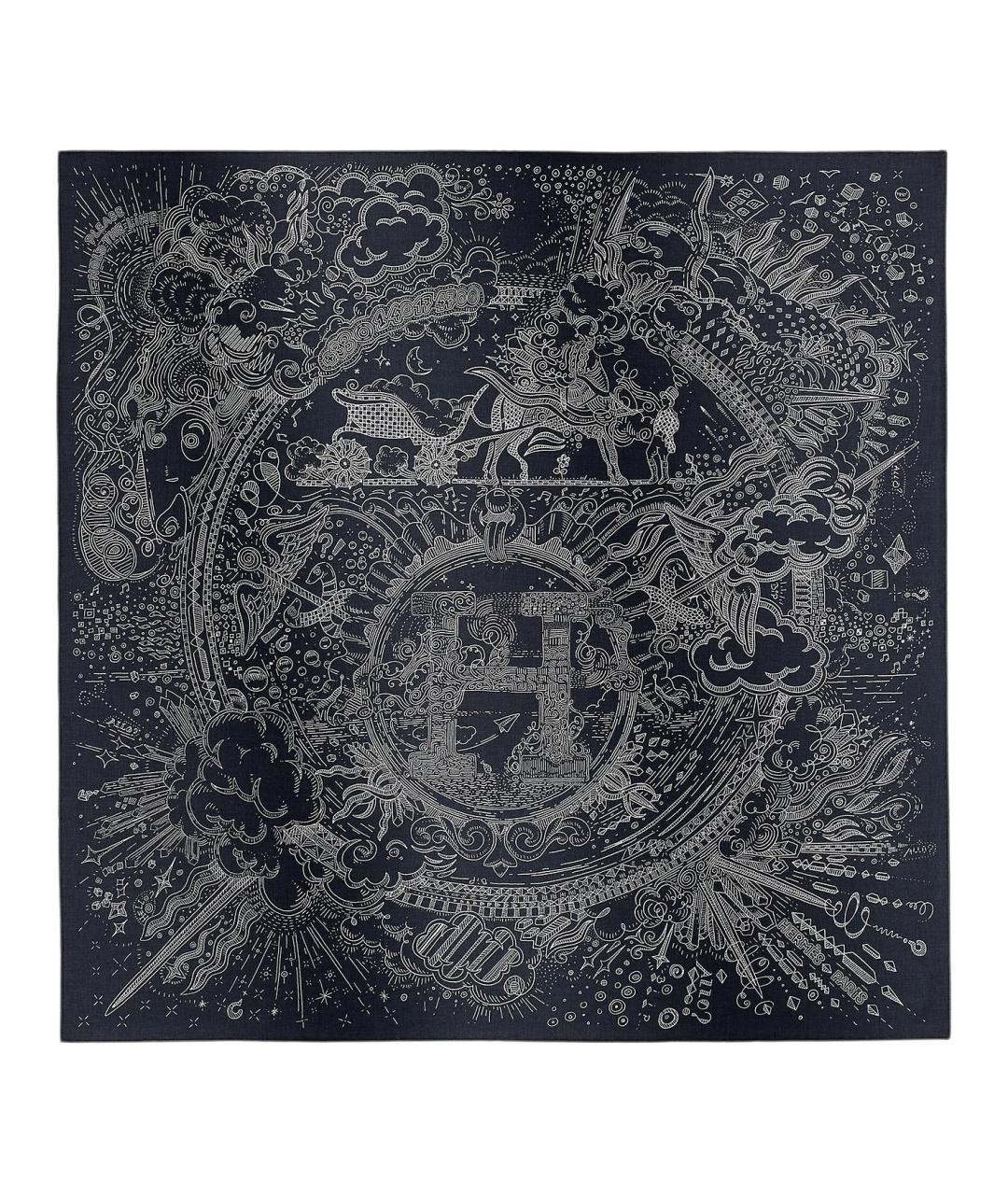 HERMES Черный кашемировый шарф, фото 1