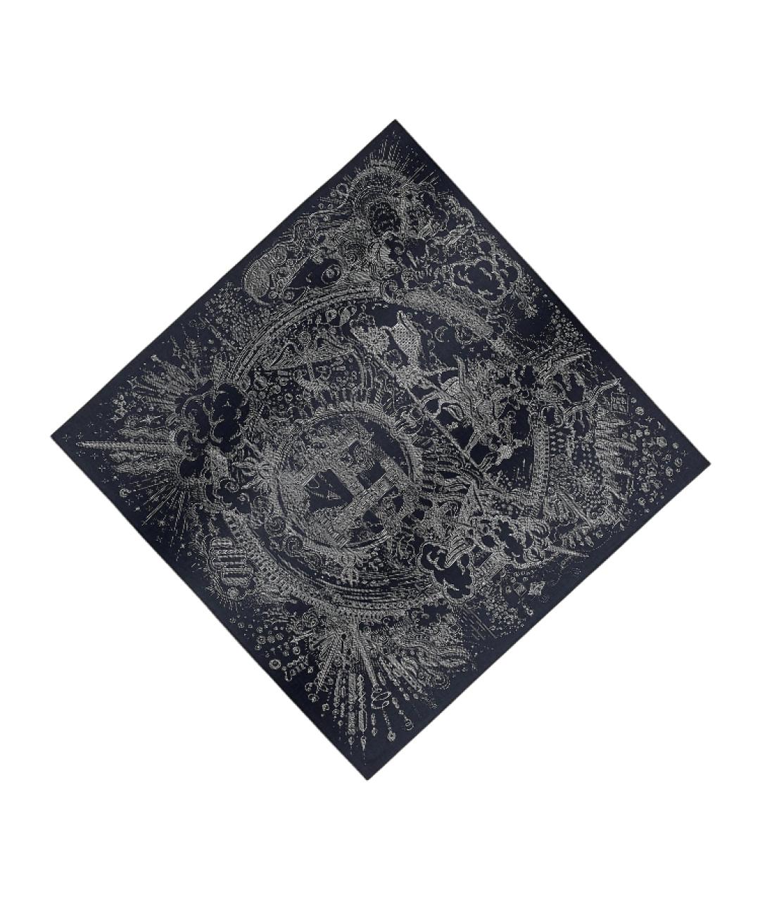 HERMES Черный кашемировый шарф, фото 2