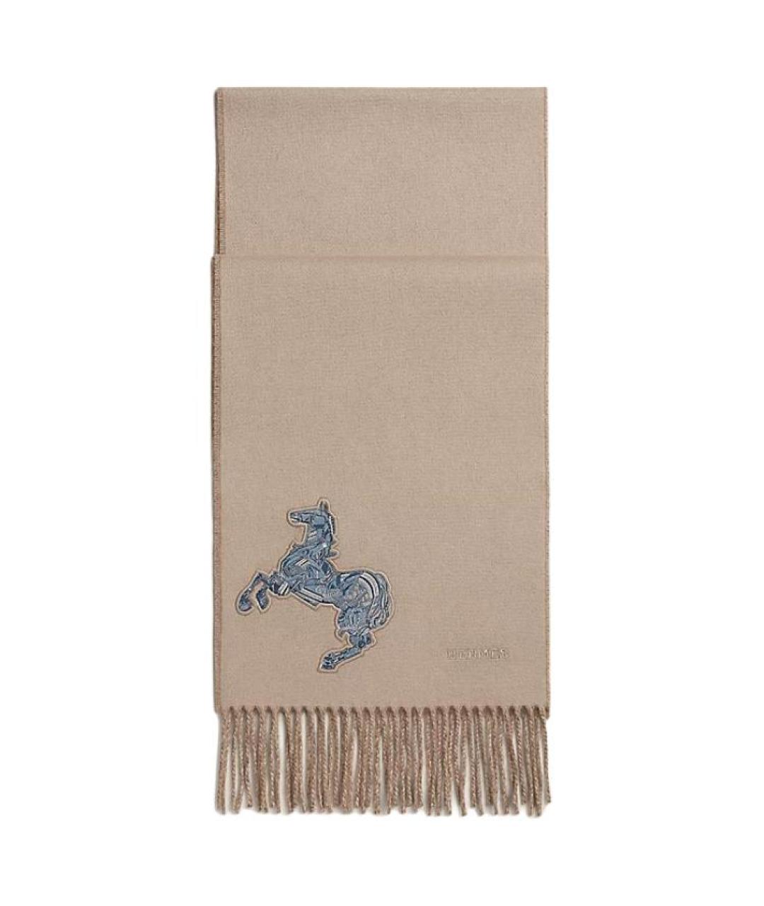 HERMES Бежевый кашемировый шарф, фото 1