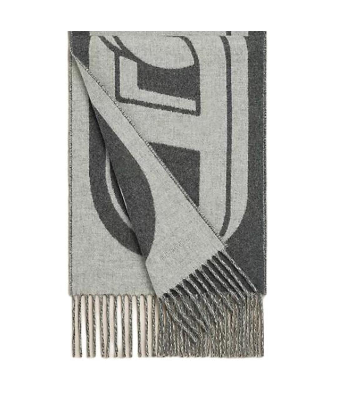 HERMES Серый кашемировый шарф, фото 2