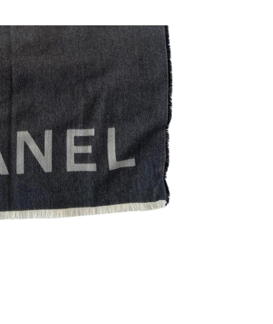 CHANEL Черный кашемировый шарф, фото 3