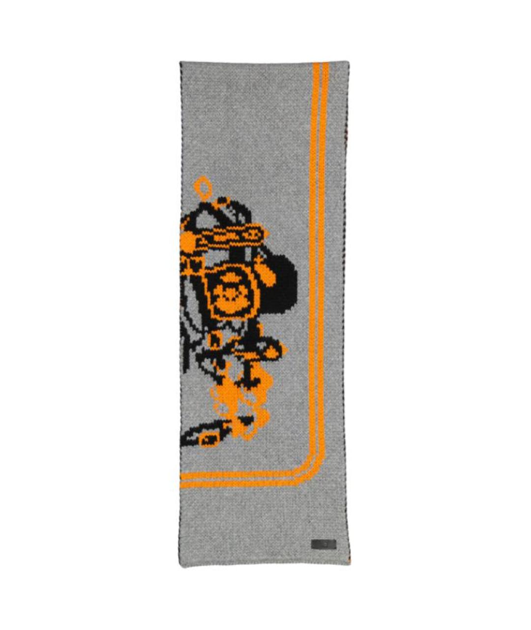 HERMES Серый кашемировый шарф, фото 2