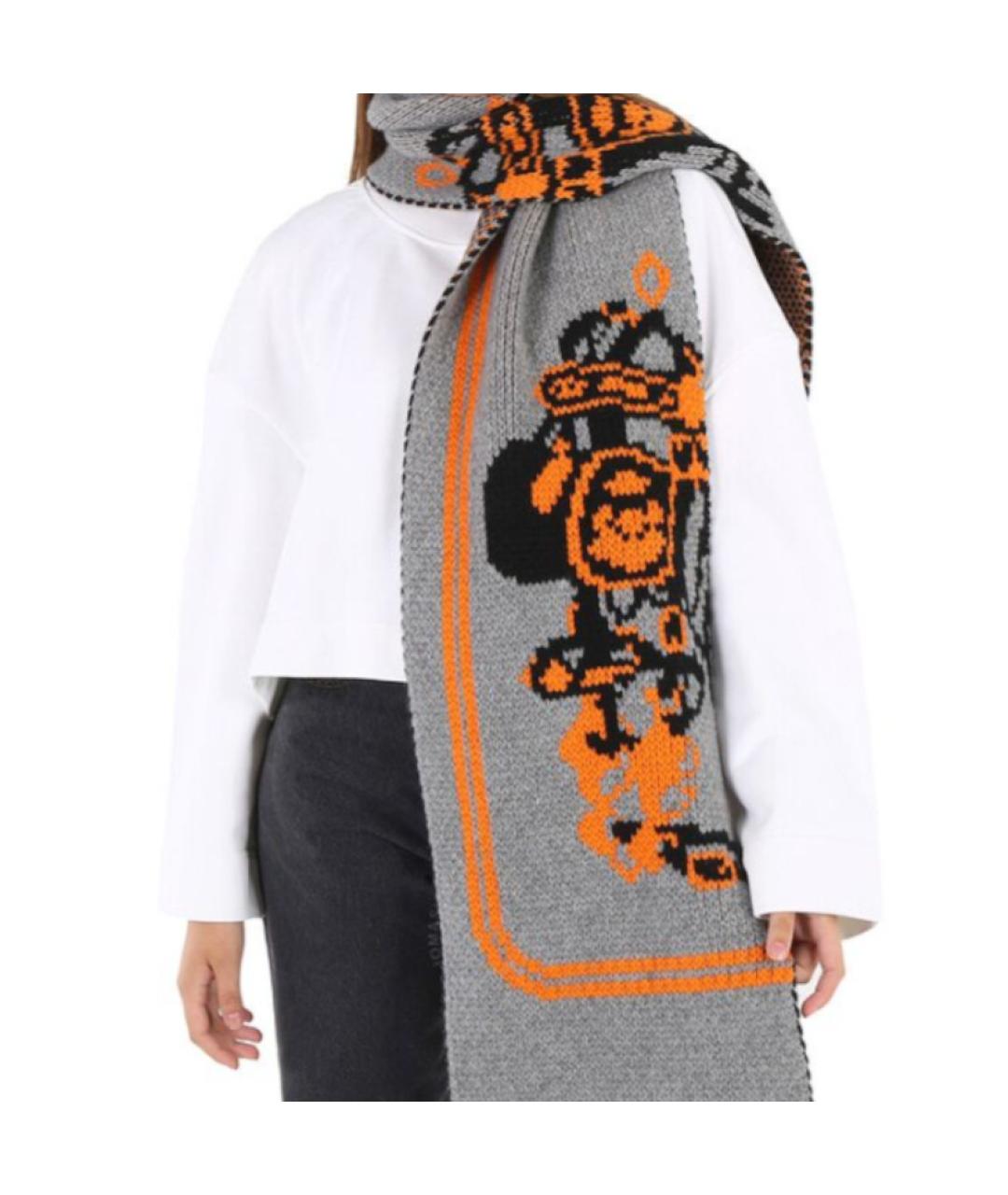 HERMES Серый кашемировый шарф, фото 3