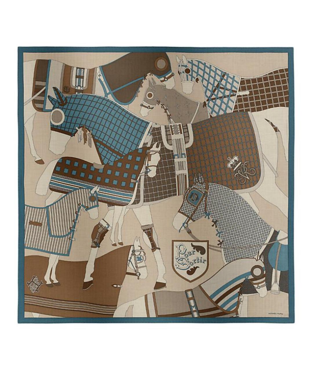 HERMES Коричневый кашемировый шарф, фото 1