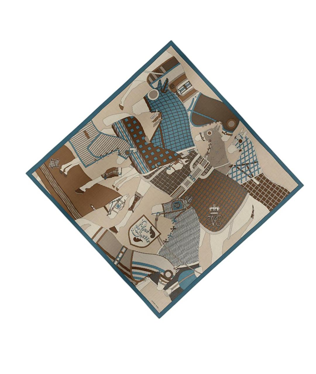 HERMES Коричневый кашемировый шарф, фото 2