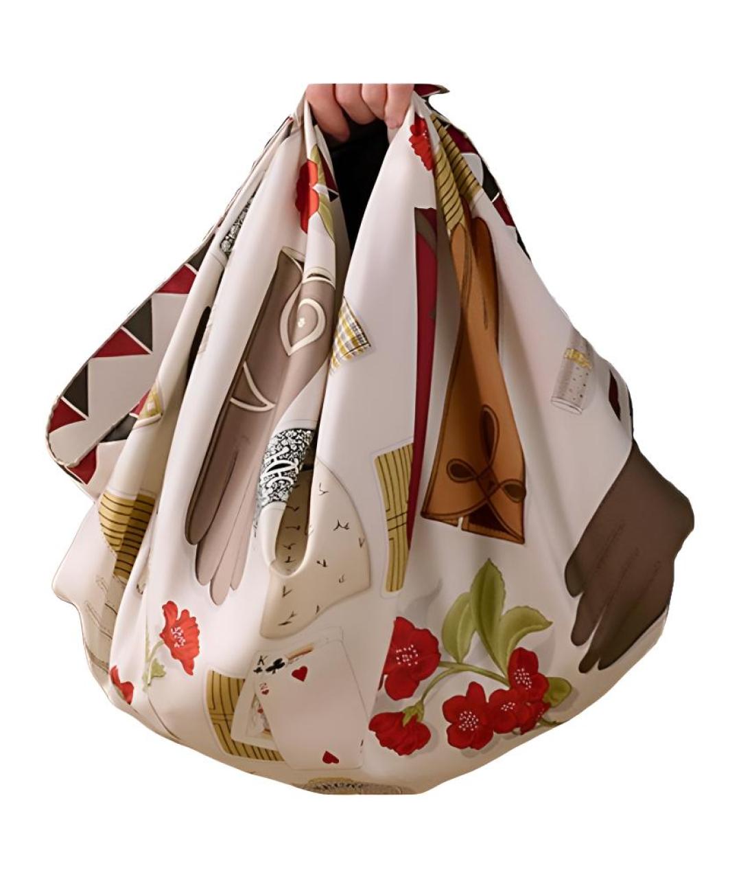 HERMES Серый шелковый шарф, фото 2