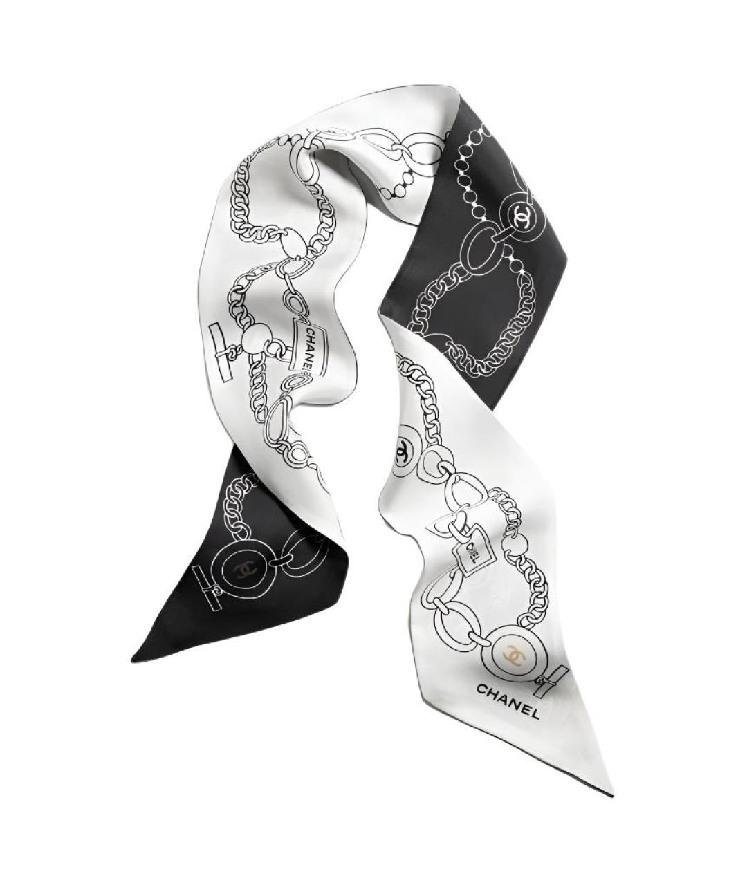 CHANEL Белый шелковый шарф, фото 1