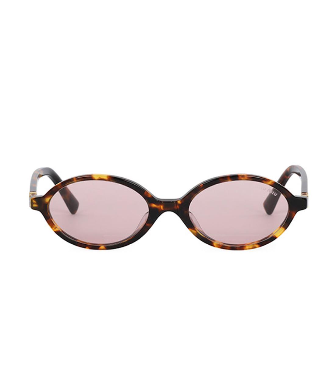 MIU MIU Коричневые пластиковые солнцезащитные очки, фото 3