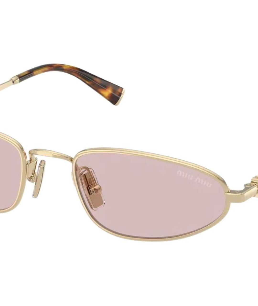 MIU MIU Золотые металлические солнцезащитные очки, фото 2