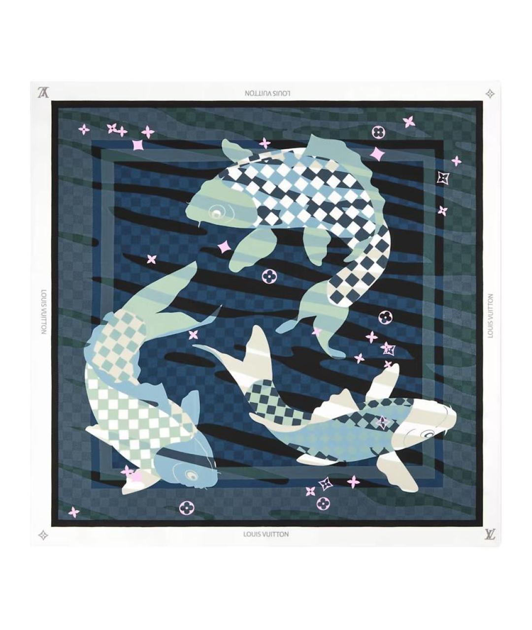 LOUIS VUITTON Синий шарф, фото 1