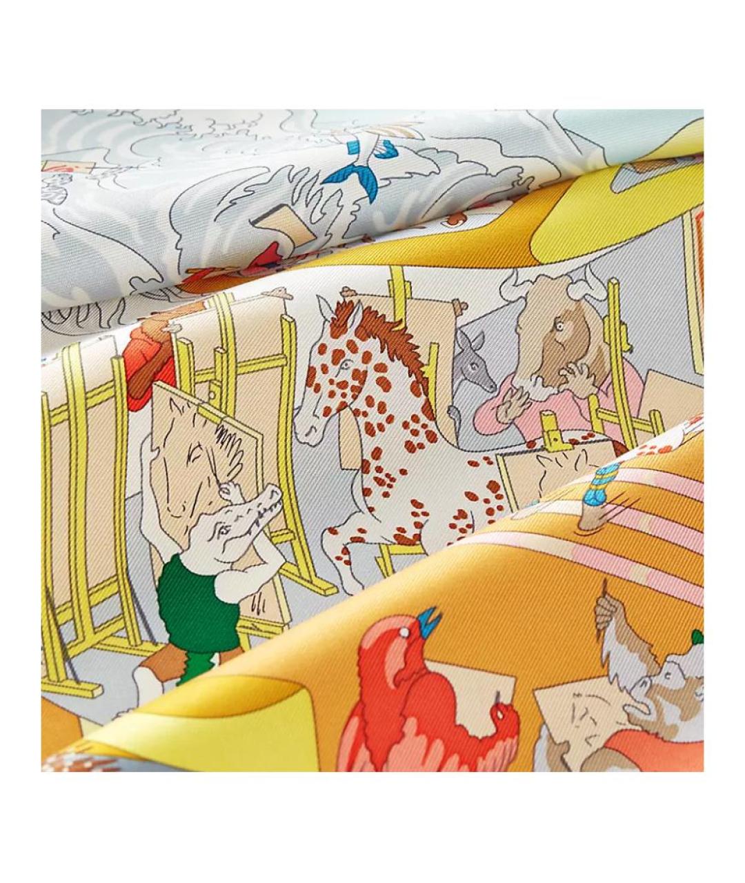 HERMES Мульти шелковый шарф, фото 2