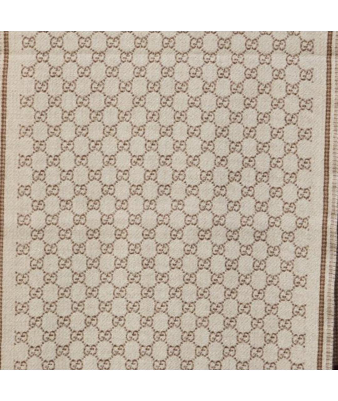 GUCCI Бежевый шерстяной шарф, фото 3