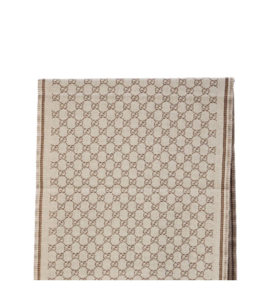 GUCCI Бежевый шерстяной шарф, фото 2