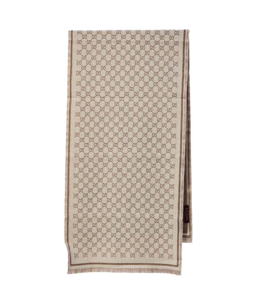 GUCCI Бежевый шерстяной шарф, фото 1