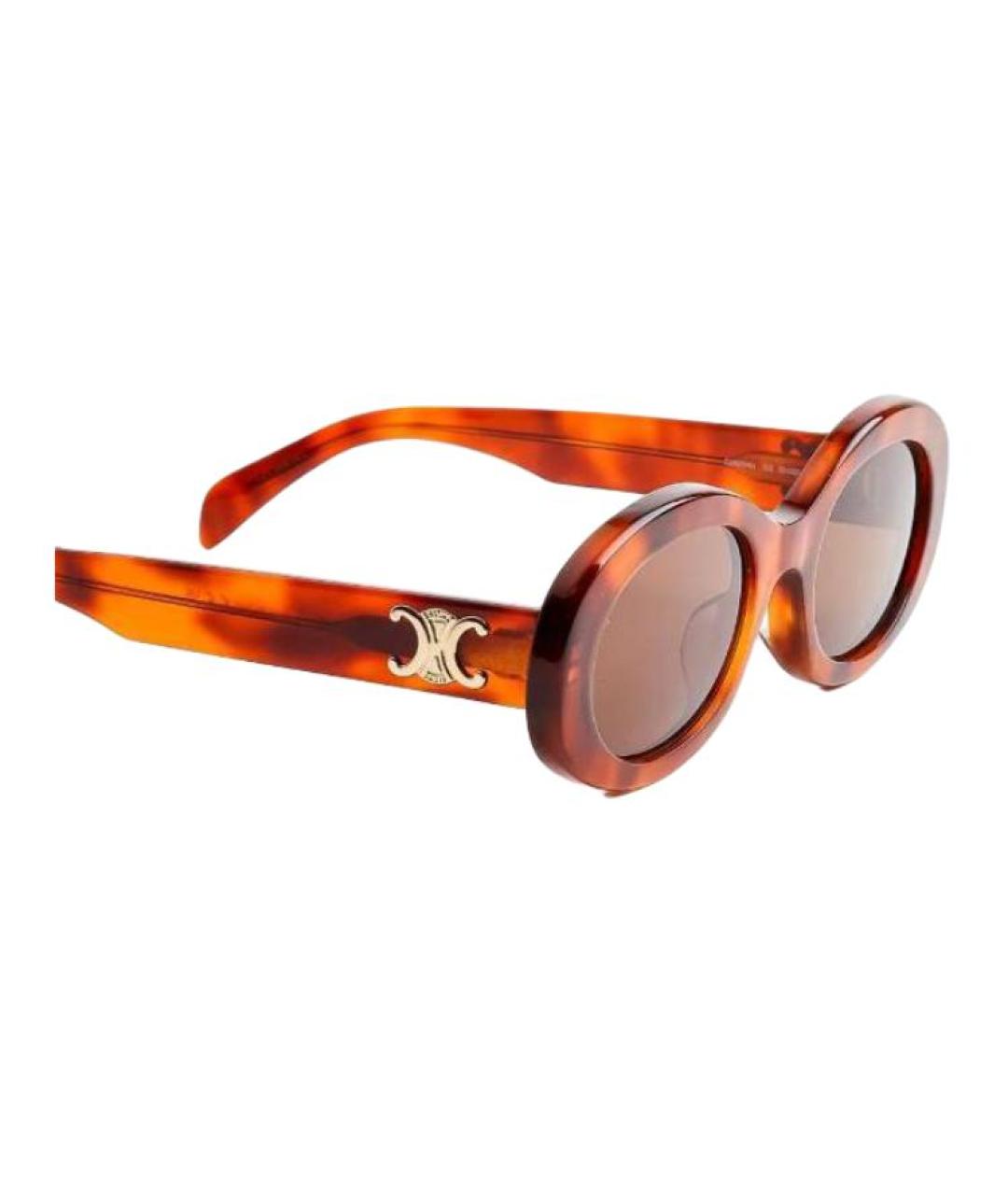 CELINE Коричневые пластиковые солнцезащитные очки, фото 3