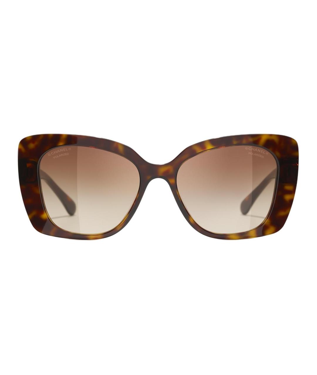 CHANEL Коричневые пластиковые солнцезащитные очки, фото 1