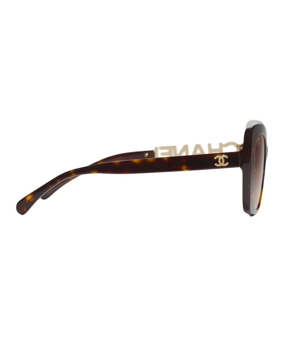 CHANEL Коричневые пластиковые солнцезащитные очки, фото 3