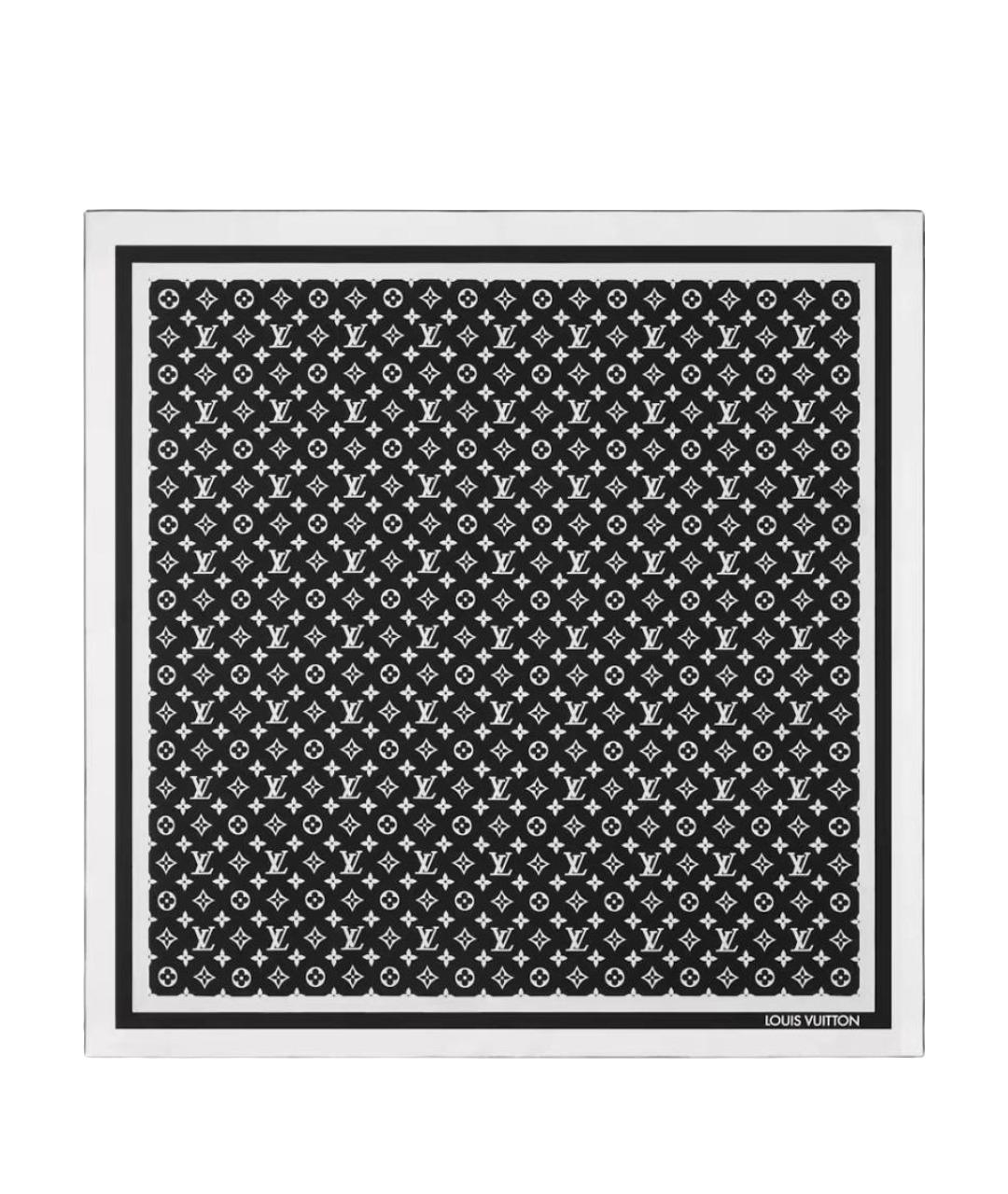 LOUIS VUITTON Черный шелковый шарф, фото 1