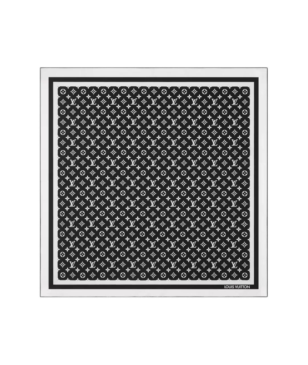 LOUIS VUITTON Черный шелковый шарф, фото 3