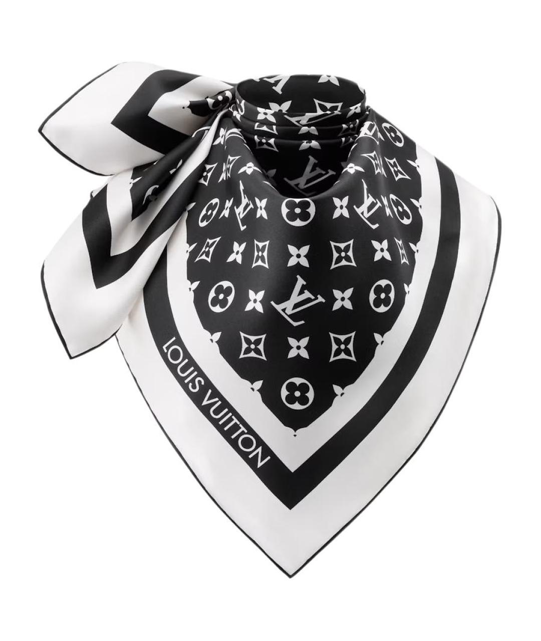 LOUIS VUITTON Черный шелковый шарф, фото 2