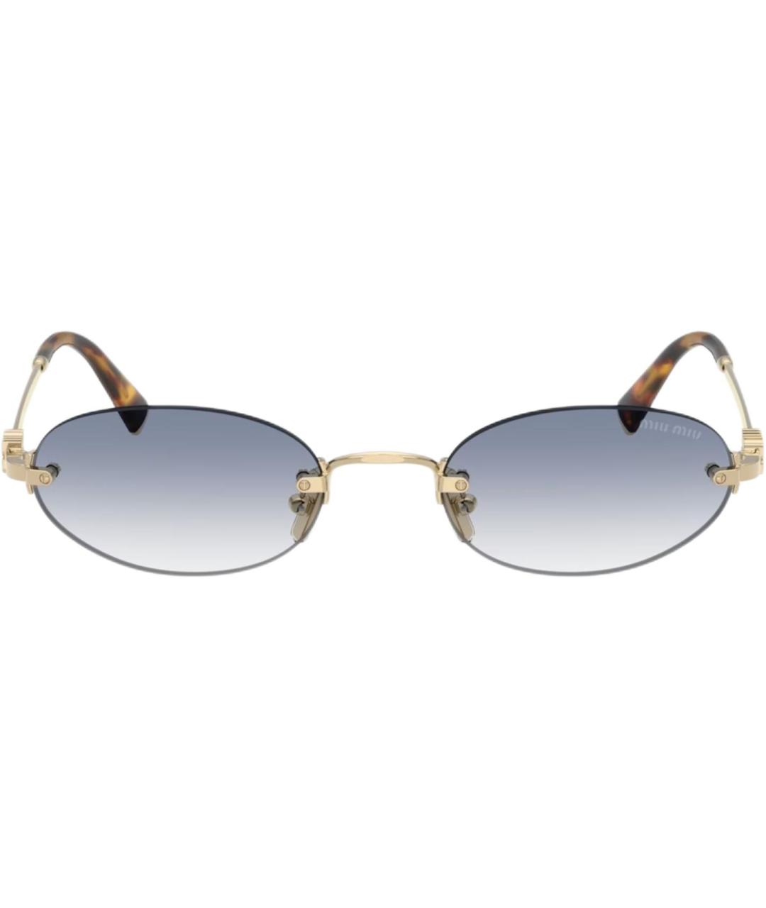 MIU MIU Золотые металлические солнцезащитные очки, фото 2