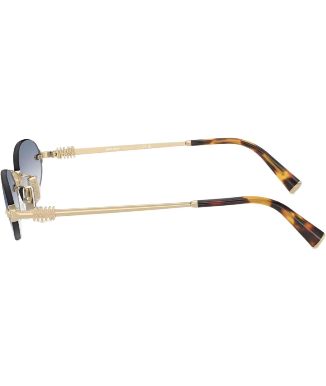 MIU MIU Золотые металлические солнцезащитные очки, фото 3