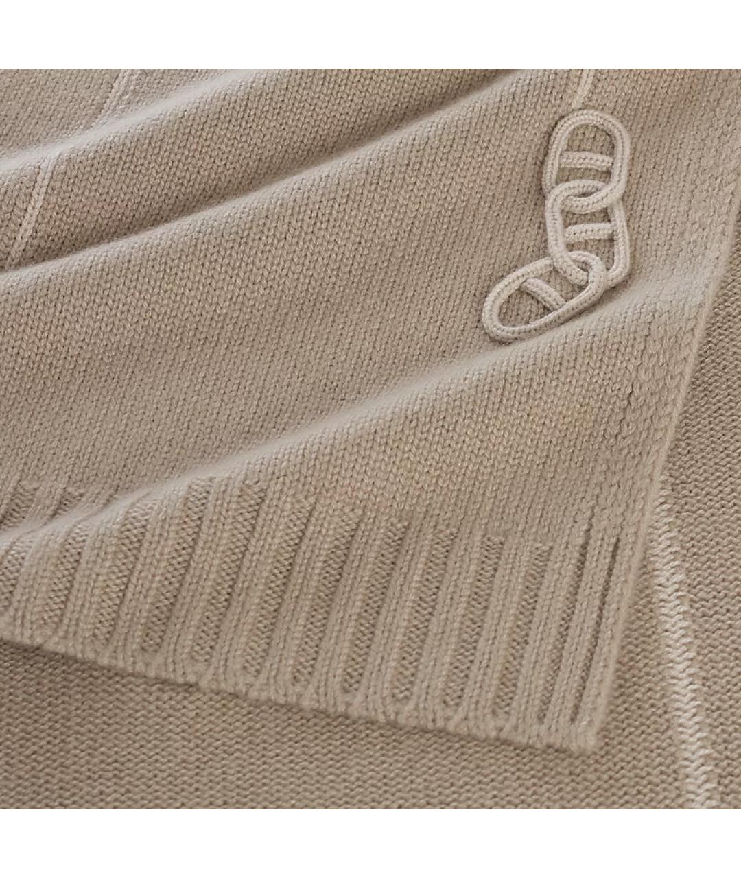 HERMES Бежевый кашемировый шарф, фото 2