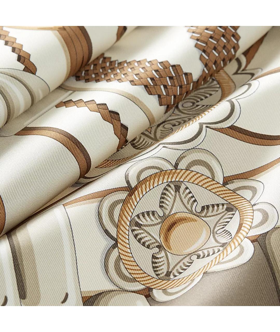 HERMES Коричневый шелковый шарф, фото 2