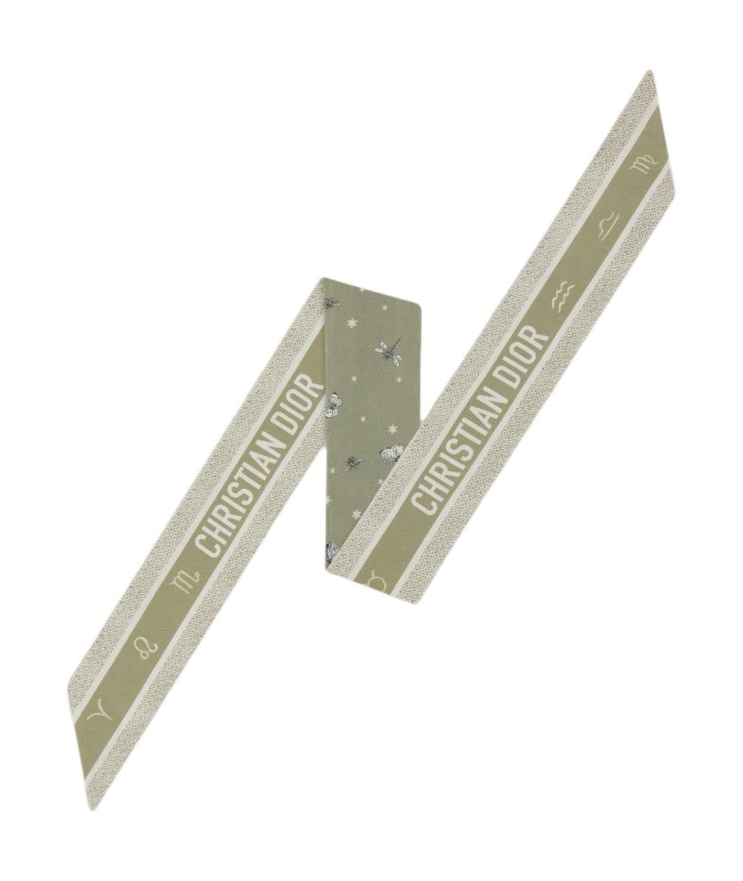 CHRISTIAN DIOR Зеленый шелковый шарф, фото 2