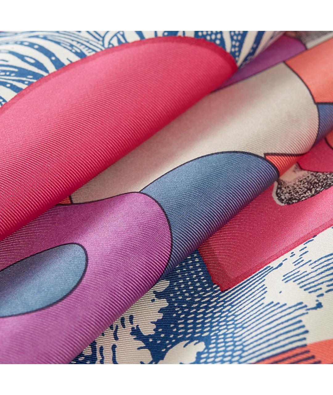 HERMES Розовый шелковый шарф, фото 2