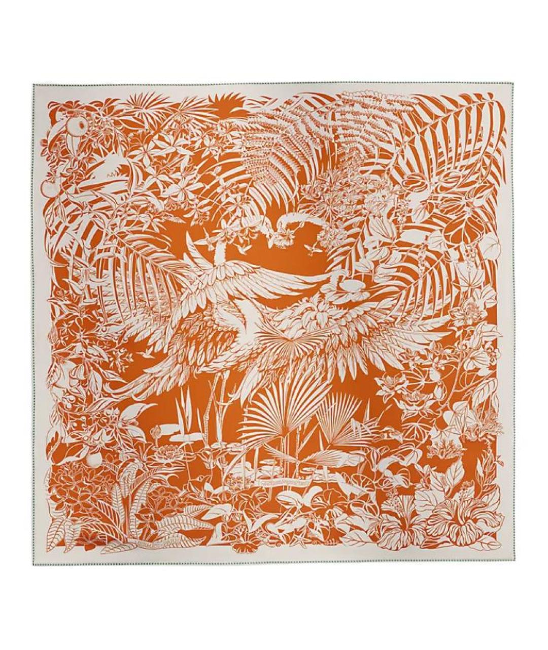 HERMES Оранжевый шелковый шарф, фото 2