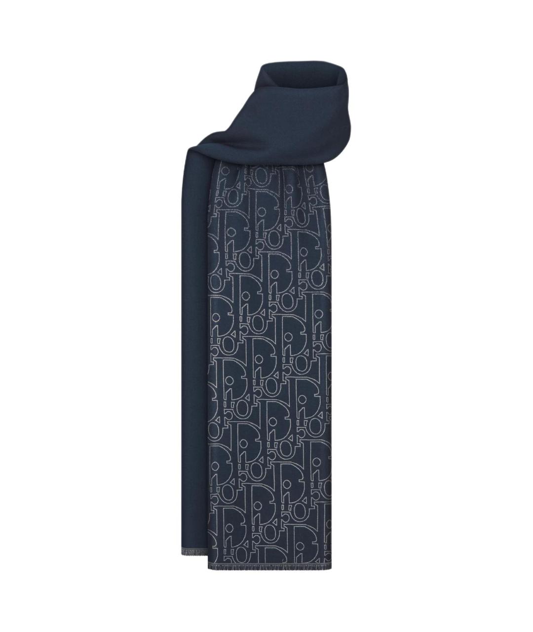 CHRISTIAN DIOR Синий шерстяной шарф, фото 1