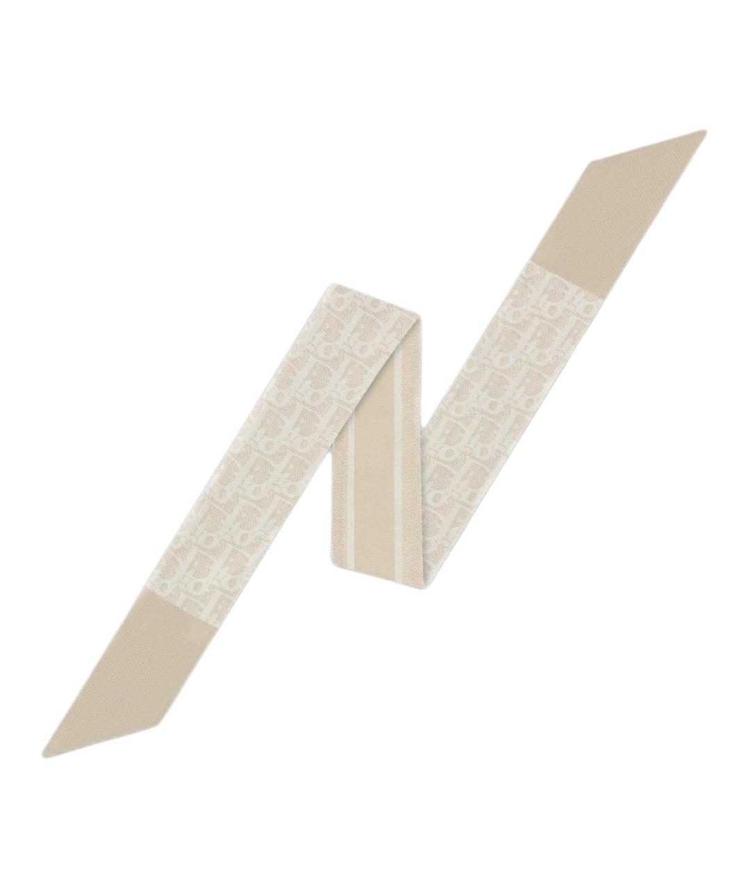 CHRISTIAN DIOR Бежевый шелковый шарф, фото 1